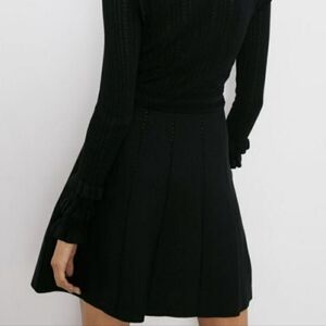 Zara Knit Long Skeevss A-line Black Dress Medim NEW WITH TAGS